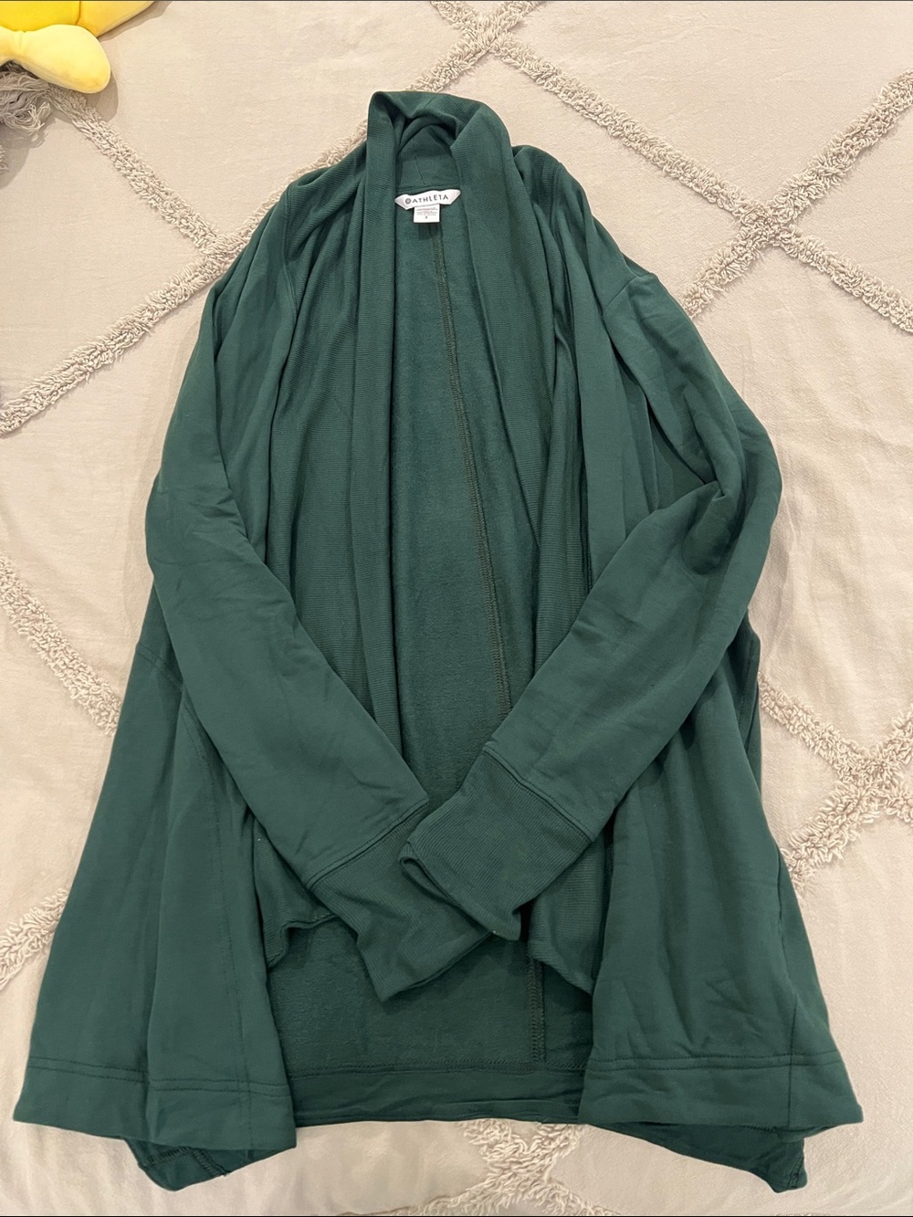 Athleta Forest Green Draped Open-Front Cardigan